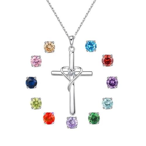 Kubieke Zircon Micro effenen Sterling zilveren ketting, 925 Sterling Zilver, plated, micro pave zirconia & voor vrouw, meer kleuren voor de keuze, Lengte Ca 21-50 cm, Verkocht door PC