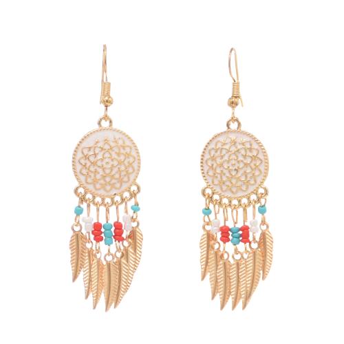 Zinc Alloy Drop Earrings with Crystal folk style & for woman & enamel & with rhinestone Sold By Pair