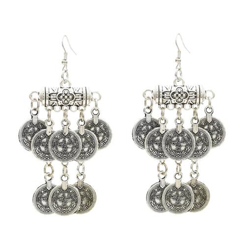 Zinc Alloy Drop Earrings plated folk style & for woman silver color Sold By Pair