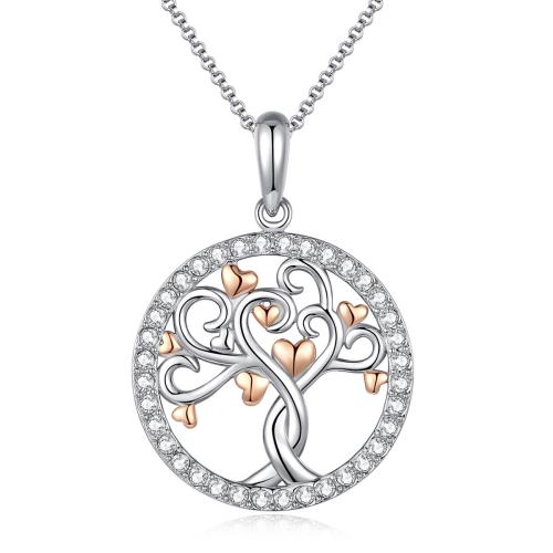 Kubinis Cirkonas mikro nutiesti sidabrines karoliai, 925 Sterling Silver, padengtą, mikro nutiesti kubinių Zirconia & moters, platinos spalva, Pardavė PC