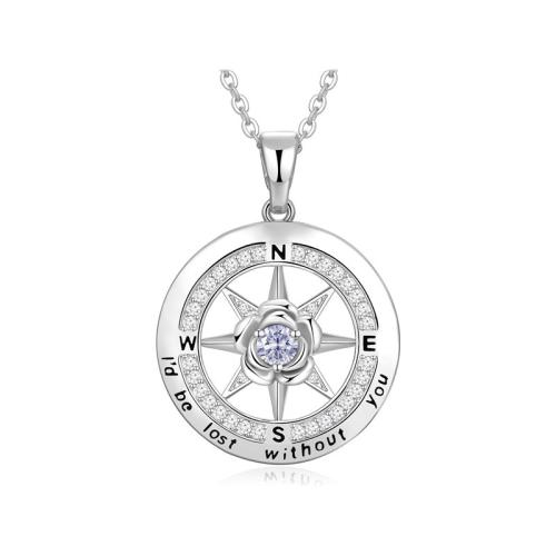 Kubinis Cirkonas mikro nutiesti sidabrines karoliai, 925 Sterling Silver, padengtą, mikro nutiesti kubinių Zirconia & moters, platinos spalva, Ilgis Apytiksliai 41-50 cm, Pardavė PC