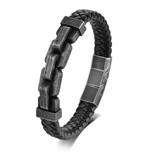 Bracciale corda in pelle, 304 acciaio inox, with cavo di cuoio, placcato, formato differente per scelta & stili diversi per la scelta & per l'uomo, nessuno, Venduto da PC