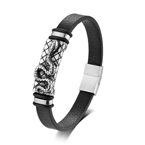 Bracelet cordon en cuir, Acier inoxydable 304, avec cordon en cuir, normes différentes pour le choix & pour le couple, plus de couleurs à choisir, Vendu par PC