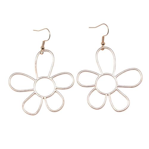 Zinc Alloy Øreringe, Flower, forgyldt, du kan DIY & hule, flere farver til valg, 48x42mm, Solgt af par