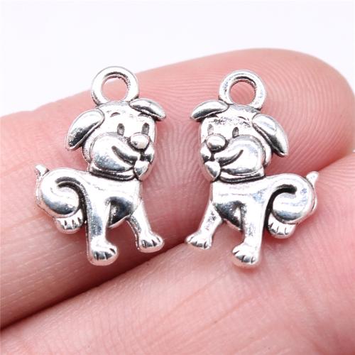 Cink ötvözet Animal Medálok, Kutya, antik ezüst színű bevonattal, DIY, 17x11mm, Által értékesített PC