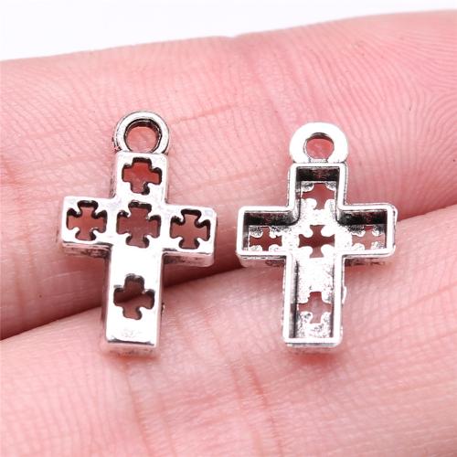 Cinko lydinio Cross Pakabukai, Cinko lydinys, Kirsti, antikvariniai sidabro spalva padengtas, Pasidaryk pats, 17x11mm, Pardavė PC