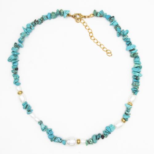 Gravier naturel collier, avec perle de plastique & alliage de zinc, avec 2.36inch chaînes de rallonge, fait à la main, Style bohème & pour femme, plus de couleurs à choisir, Longueur Environ 17.1 pouce, Vendu par PC