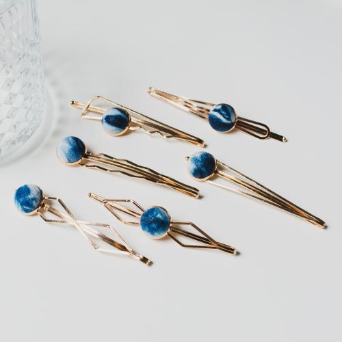 Zinc Alloy Hair Slide with Cloth tie-dye folk style & for woman Sold By PC