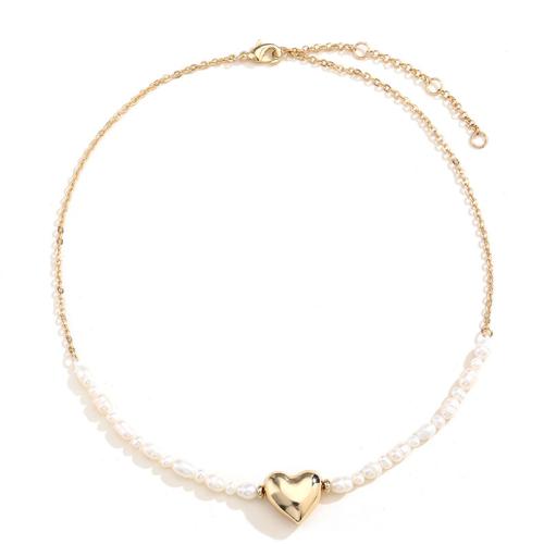 Zinc Alloy Jewelry Set with Freshwater Pearl Heart gold color plated & for woman Sold By PC