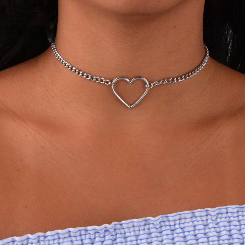 Divat nyaklánc Choker, Cink ötvözet, -val 10cm extender lánc, divat ékszerek & a nő, ezüst, Hossz Kb 30 cm, Által értékesített PC