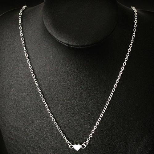 Collier de bijoux en alliage de zinc, avec 5.3cm chaînes de rallonge, bijoux de mode & pour femme, argent, Longueur Environ 50 cm, Vendu par PC