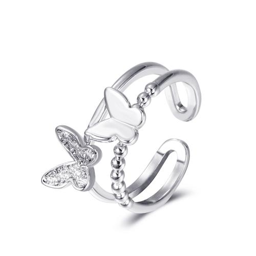 Kubisk Circonia Micro bane messing Ring, mode smykker & Micro Pave cubic zirconia & for kvinde, platin farve, Solgt af PC