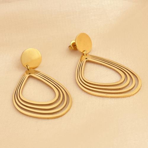 Stainless Steel Stud Earrings 304 Stainless Steel fashion jewelry & for woman & hollow golden Sold By Pair