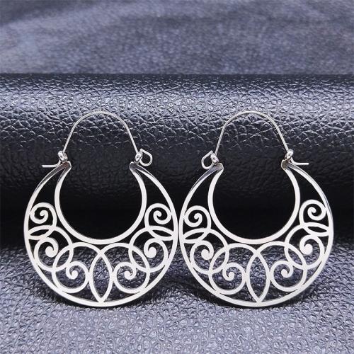 Rostfritt stål spaken bakåt Earring, 304 rostfritt stål, polerad, mode smycken & för kvinna, silver, 43x35mm, Säljs av Par