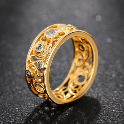 Kubieke Circonia Micro Pave Brass Ring, Messing, uniseks & verschillende grootte voor keus & micro pave zirconia, gouden, Verkocht door PC