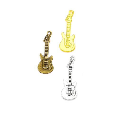 Musical Instrument Shaped Zinc Alloy Pendler, Guitar, forgyldt, du kan DIY, flere farver til valg, nikkel, bly & cadmium fri, 36x11mm, Ca. 100pc'er/Bag, Solgt af Bag