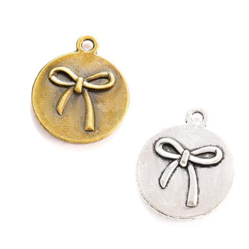 Zinc Alloy Bowknot Pendants Flat Round plated DIY nickel lead & cadmium free Approx Sold By Bag