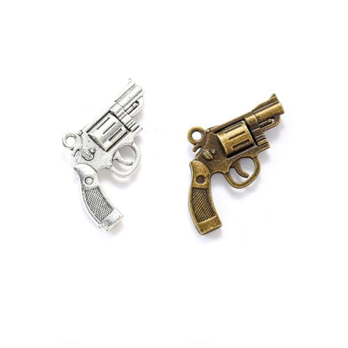 Zinc Alloy Gun riipukset, Sinkkiseos, Ase, päällystetty, tee-se-itse, enemmän värejä valinta, nikkeli, lyijy ja kadmium vapaa, 28x24mm, N. 100PC/laukku, Myymät laukku