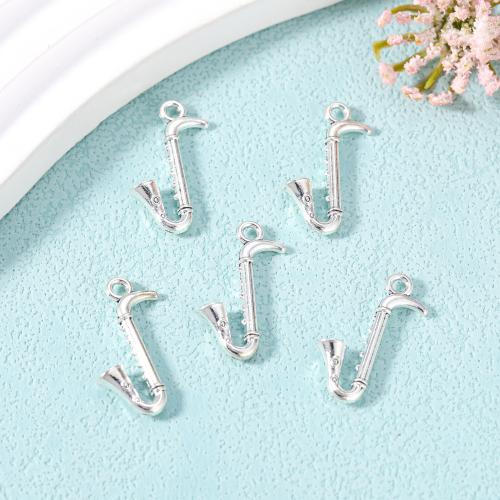 Musical Instrument Shaped Zinc Alloy Pendants silver color plated DIY nickel lead & cadmium free Approx Sold By Bag