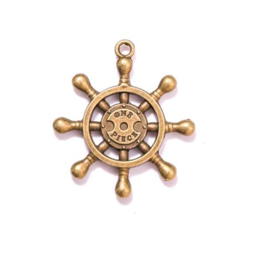 Zinc Alloy Ship Wheel & Anchor Pendant plated DIY nickel lead & cadmium free Sold By Bag