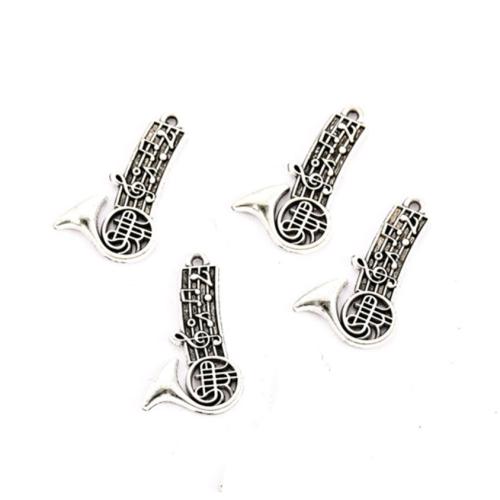 Musical Instrument Shaped Zinc Alloy Pendants silver color plated DIY nickel lead & cadmium free Approx Sold By Bag