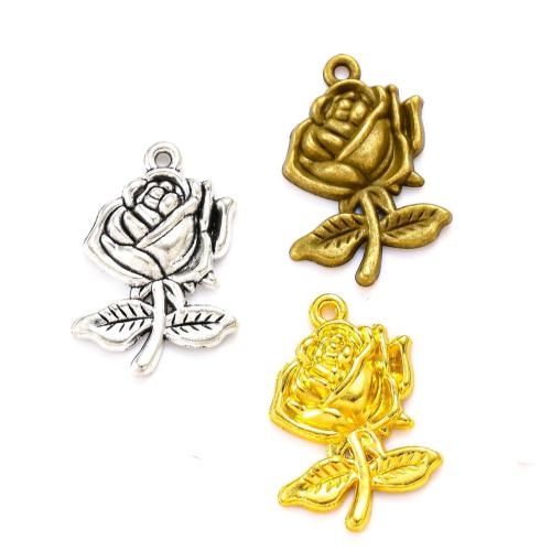 Zinc Alloy Flower Pendants Rose plated DIY nickel lead & cadmium free Approx Sold By Bag