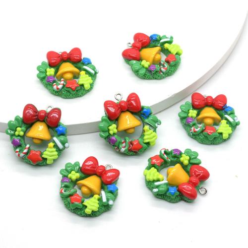 Resin Christmas Pendant Christmas Wreath epoxy gel Christmas Design & DIY green Sold By PC