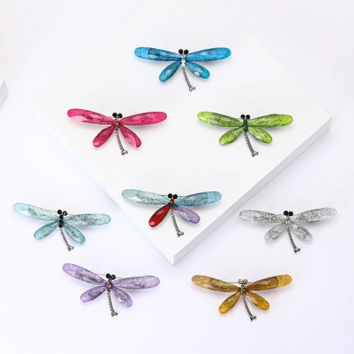 Zinc Alloy Brooches with Resin Dragonfly plated for woman & with rhinestone nickel lead & cadmium free Sold By PC