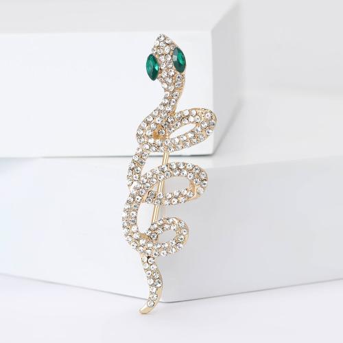 Zinc Alloy Brooches Snake plated for woman & with rhinestone nickel lead & cadmium free Sold By PC