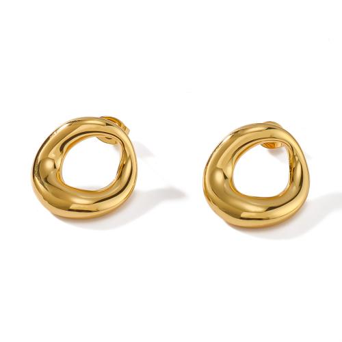 Roestvrij staal Stud Earrings, 304 roestvrij staal, gold plated, mode sieraden, gouden, 18x18mm, Verkocht door pair