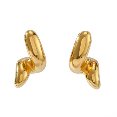 Roestvrij staal Stud Earrings, 304 roestvrij staal, gold plated, mode sieraden, gouden, 14x23mm, Verkocht door pair