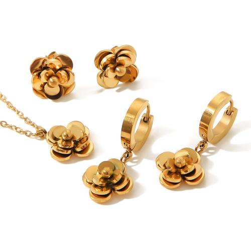 Fashion Stainless Steel Jewelry Sets 304 Stainless Steel gold color plated fashion jewelry gold Sold By PC