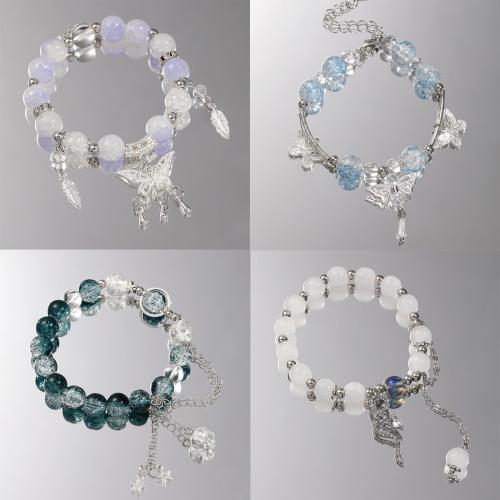 Zinc Alloy Bracelet with Glass Beads handmade fashion jewelry & for woman Sold By PC