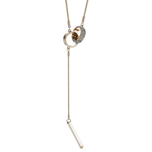 Collier en alliage de zinc Pull, avec 5.5cm chaînes de rallonge, bijoux de mode & pour femme & avec strass, couleur originale, Longueur 74 cm, Vendu par PC