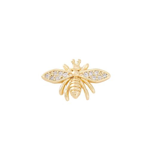 Cubic Zirconia Micro Pave Brass Pendant Bee real gold plated DIY & micro pave cubic zirconia golden Sold By PC