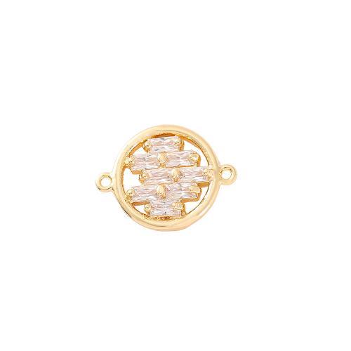 Cubic Zirconia Micro Pave Latão Connector, cobre, banhado a ouro genuino, DIY & micro pavimento em zircônia cúbica, dourado, 14x11mm, vendido por PC