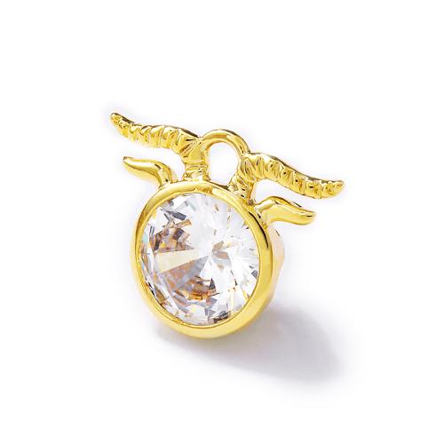 Cubic Zirconia Brass Pendants real gold plated DIY & micro pave cubic zirconia golden Sold By PC