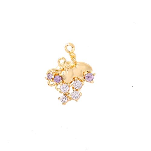 Cubic Zirconia Micro Pave Brass Pendant Grape real gold plated DIY & micro pave cubic zirconia golden Sold By PC