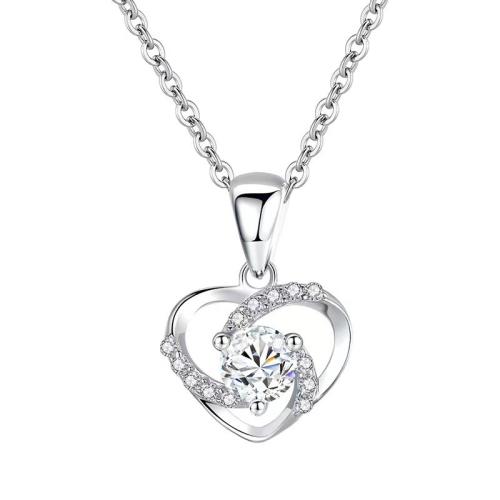 Kubieke Zircon Micro effenen Sterling zilveren ketting, 925 Sterling Zilver, plated, micro pave zirconia & voor vrouw, meer kleuren voor de keuze, Lengte Ca 21-50 cm, Verkocht door PC