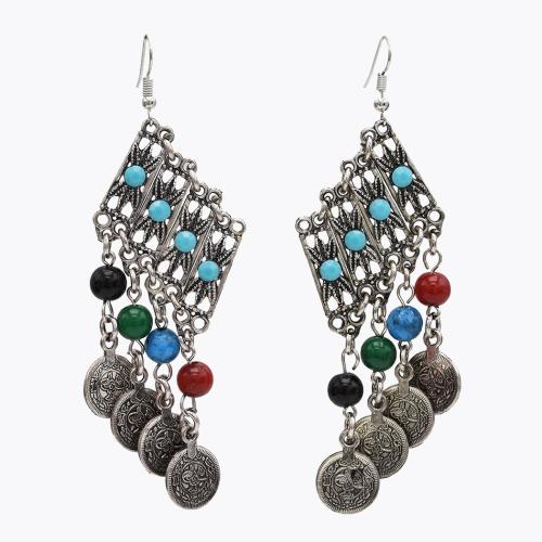 Boucle d'oreille bijoux acrylique, alliage de zinc, avec Acrylique, Placage, Vintage & pour femme, argent, 5pairescouple/lot, Vendu par lot