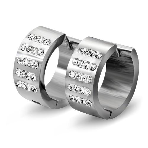 Titantium acciaio Huggie Orecchino ad anello, Micro spianare cubic zirconia & per la donna, nessuno, Venduto da coppia