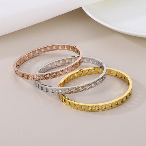 Stainless Steel Bangle 304 Stainless Steel Vacuum Ion Plating for woman & hollow Sold By PC