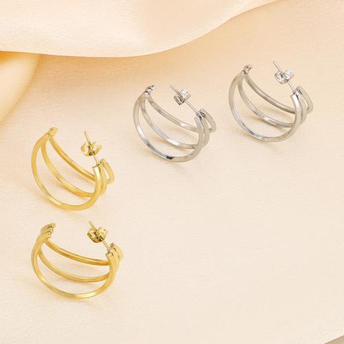 Roestvrij staal Stud Earrings, 304 roestvrij staal, multilayer & voor vrouw, meer kleuren voor de keuze, Verkocht door pair