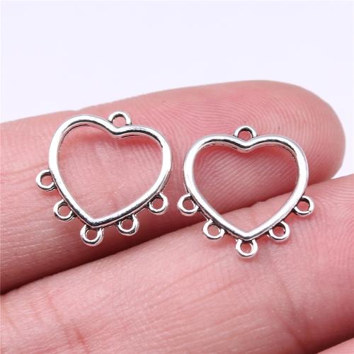 Heart Zinc Alloy Connector antique silver color plated DIY & 1/5 loop Sold By PC