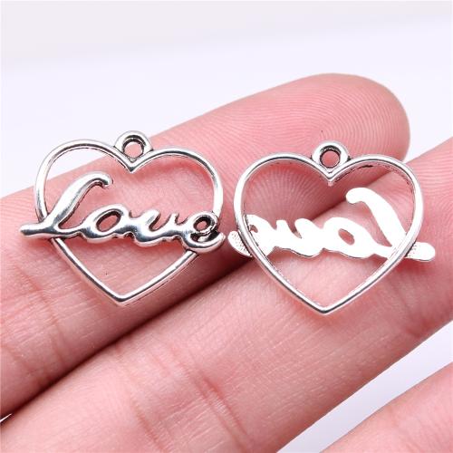 Zinc Alloy Heart Pendler, antik sølv farve forgyldt, du kan DIY, 22x19mm, Solgt af PC