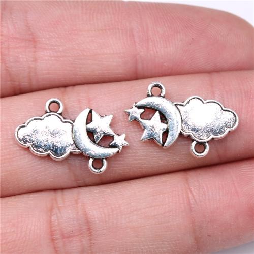 Zinc Alloy Connector Moon and Star antique silver color plated DIY & 1/1 loop Sold By PC