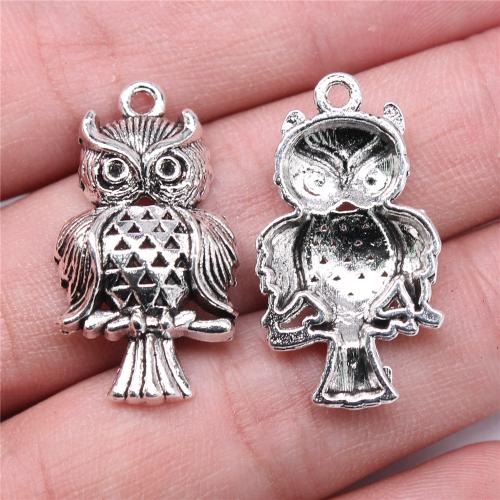 Zinc Alloy Animal Pendler, Owl, forgyldt, du kan DIY, flere farver til valg, 17x31mm, Solgt af PC