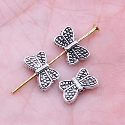 مجوهرات سبائك الزنك الخرز, فراشة, قطع أثرية فضية اللون مطلي, ديي, 11x7mm, تباع بواسطة PC