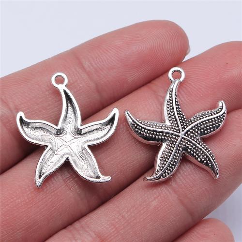 Zinc Alloy stjerne vedhæng, Starfish, forgyldt, du kan DIY, flere farver til valg, 24mm, Solgt af PC