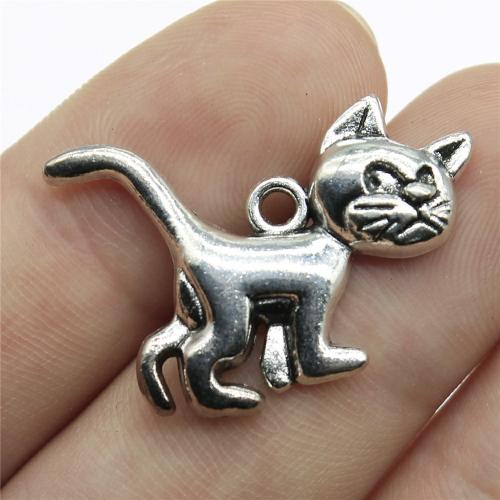 Zinc Alloy Animal Pendler, Cat, forgyldt, du kan DIY, flere farver til valg, 30x22mm, Solgt af PC